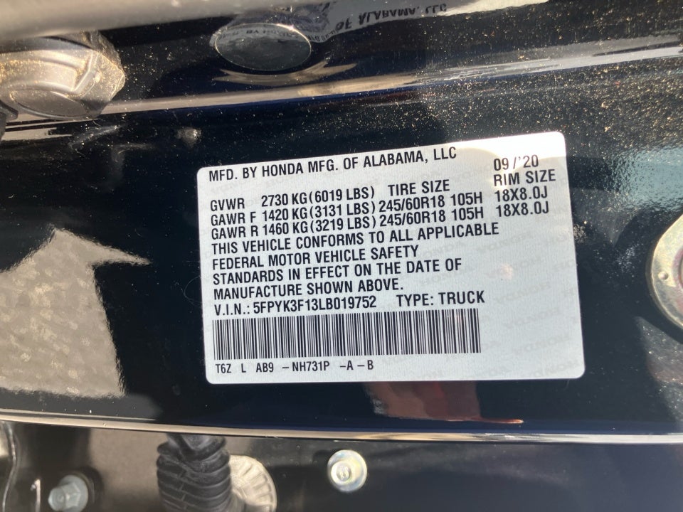 2020 Honda Ridgeline AWD Sport