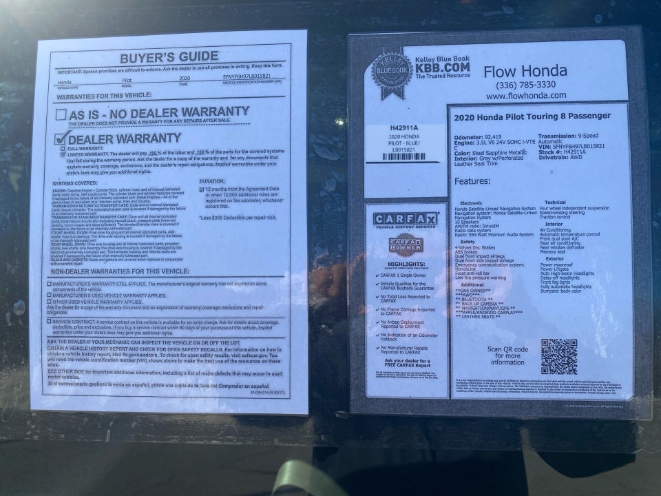 2020 Honda Pilot AWD Touring 8 Passenger