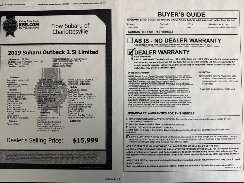 2019 Subaru Outback 2.5i Limited