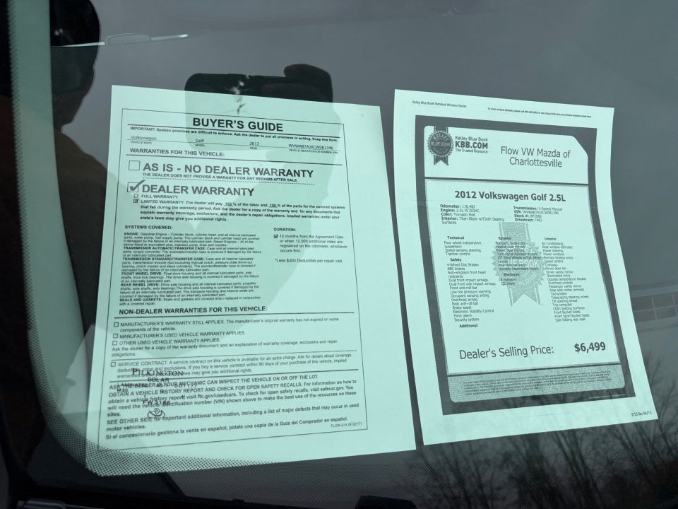 2012 Volkswagen Golf 2.5L 2-Door