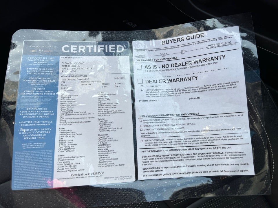 2022 Chevrolet Corvette Stingray RWD Coupe 2LT