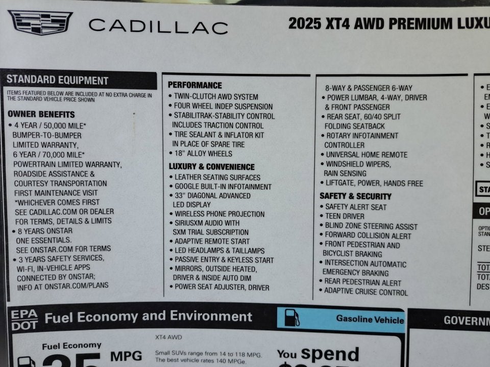 2025 Cadillac XT4 Premium Luxury