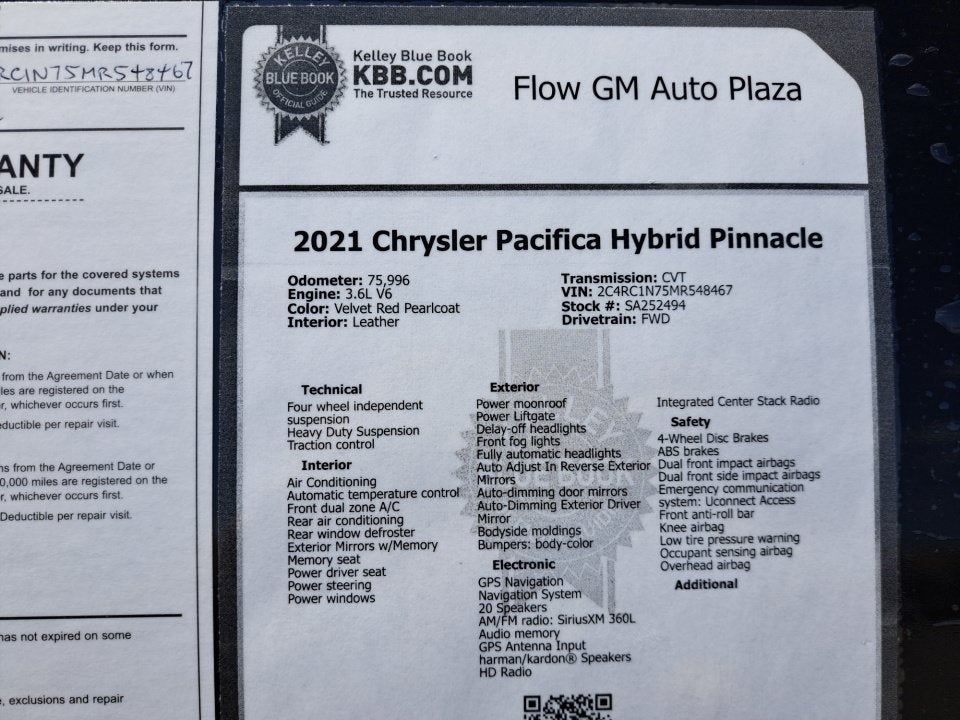 2021 Chrysler Pacifica Hybrid Pinnacle