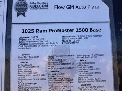 2025 RAM ProMaster Cargo Van Tradesman