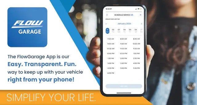 FlowGarage app scheduling screen